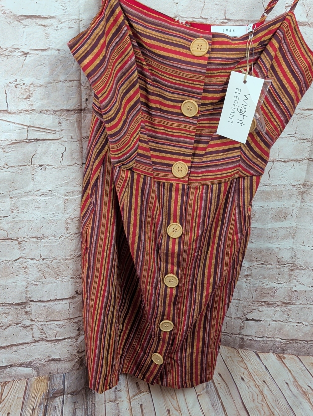 lush Striped Button-Front Sundress in Multi-Color Medium Nwt New